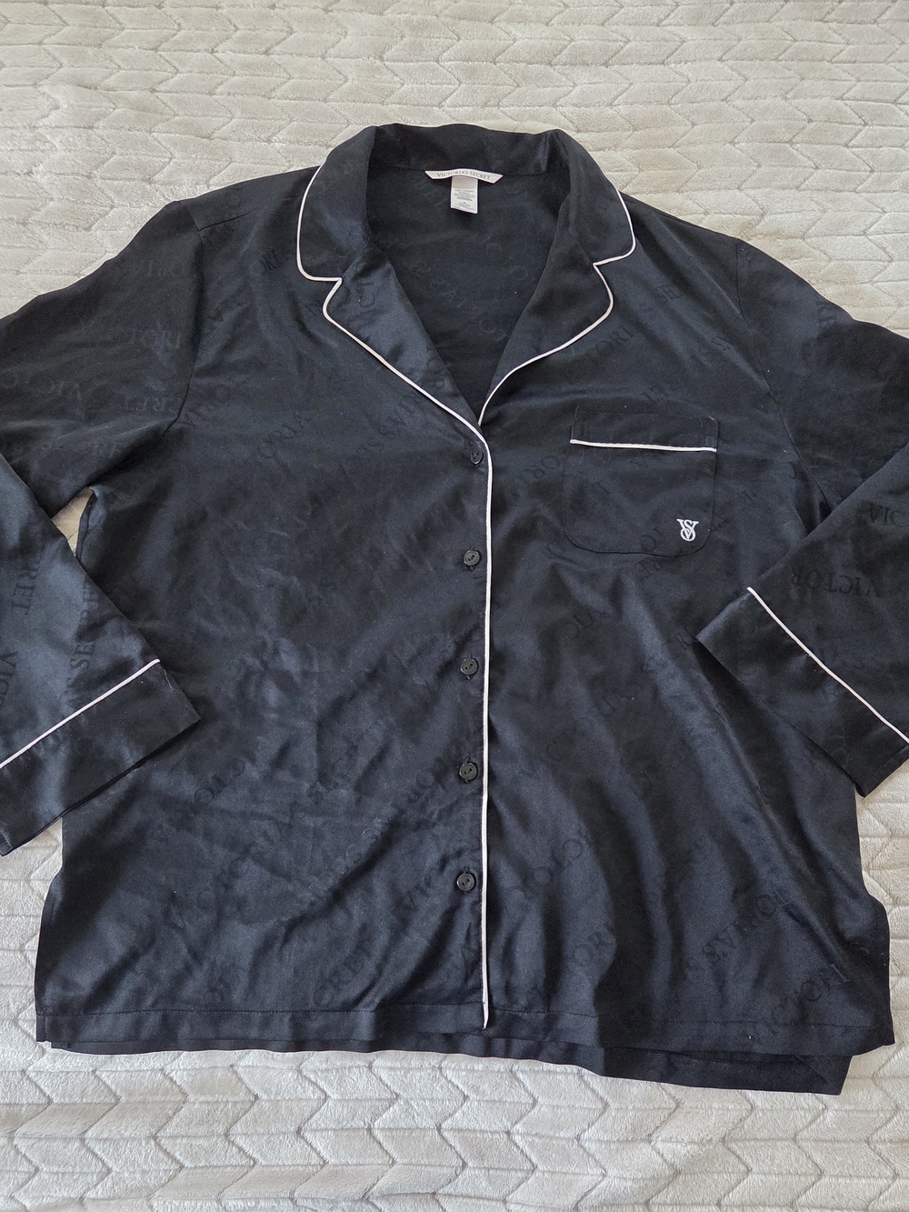 Victoria's Secret Black Pajama Button-Up Top